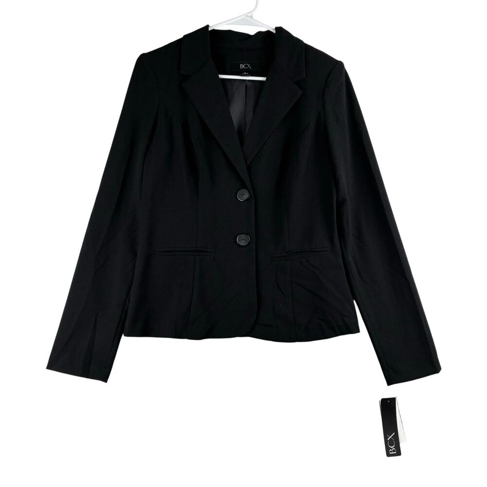 BCX Blazer Women's Small Black Two Button Classic Office Career Event Work NWT